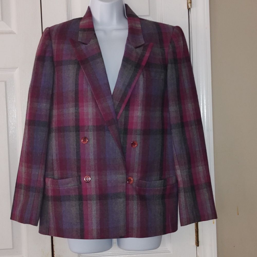Prato Vintage double breasted  multicolor wool blazer Sz 8